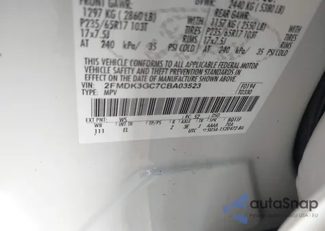 2012 Ford Edge Se from USA, damaged, VIN 2FMDK3GC7CBA03523